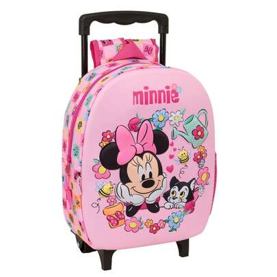 Safta | Disney Minnie Mouse 3D School Backpack With Front LEDs, Padded Shoulder Straps And Top Handle, Side Bottle Pocket, Kids Back To School, Pink, One Size