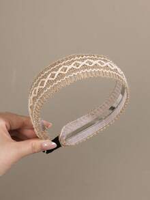 4/1pc Bohemian Linen Braided Headband, Hollow Out Wide Hair Hoop, Wasteland Style Beach Holiday Accessory For Women Hairband - Multicolor - View 10