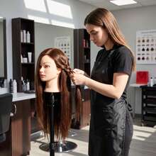 26-Inch Human Hair Mannequin Head-75% Human Hair Mannequin Head, Suitable For Makeup Practice; Beauty Mannequin Head, Suitable For Hairstyling; Hair Training Head, Suitable For Braiding #4 - View 6