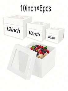 6 piezas/1 pieza Caja de embalaje para pasteles con ventana, Caja de pasteles 3 tamaños: 8 pulgadas/10 pulgadas/12 pulgadas, Adecuada para el Día de San Valentín, fiestas y otras festividades, Caja de embalaje con ventana transparente - multicolor - Ver 15