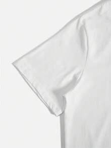 Camiseta de Viscosa con Gráfico de Tortuga 1 pieza, Camiseta Casual de Viscosa - Estampado Gráfico de Tortuga, Cuello Redondo, Manga Corta, Tejido de Punto Elástico Medio, Corte Regular - Blanco - Ver 4