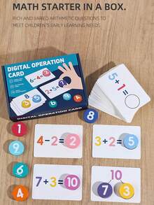 Ensemble de jouets éducatifs pour l'éducation précoce des enfants, comprenant la reconnaissance des chiffres et l'entraînement aux opérations mathématiques. Inclut des cartes de correspondance en bois, des fiches éclair d'addition et de soustraction, des jouets éducatifs pour le développement de la numératie et de la pensée logique. - Multicolore - Voir 8