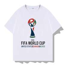 Short-Sleeved T-Shirt With The Emblem Of The 2026 USA-Canada-Mexico World Cup, Printed, For Men And Women, For Fans, Casual Style. - 黑色 - 查看 1