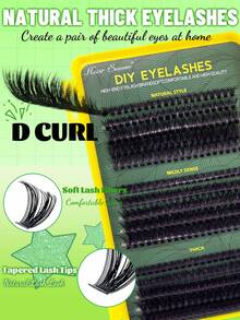 600 Clusters False Eyelashes Set - Dense & Curly Lash Extension Kit. D-Curl, 10-16mm Mixed Lengths. This Is A DIY Home Eyelash Extension Kit Featuring Fluffy And Soft Single Cluster Lash Design, Creating A Natural Butterfly Wing Effect. Essential Makeup Tool For Women, Easily Create A Glamorous Look, Easy To Use At Home. The Set Includes Long-Lasting Eyelash Glue, Makeup Remover And Professional Tweezers. Cluster Specifications: (30D + 40D + 50D + 60D + 80D + 100D). - 黃色 - 查看 4