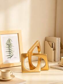 Golden Knot-Shaped Statue Ornament, Modern Geometric Square Sculpture, Desktop Ornament And Small Round Statue, Home Decoration, Bookshelf, Coffee Table, Bookcase Decoration, Gift. - Multicolor - View 5