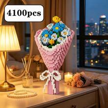 Eternal Flower Bouquet Building Blocks, DIY Mini Particle Bricks, Unfading Floral Decor, Desktop Home Decoration, Perfect Gift For Graduation/Birthday/Valentine's Day - Multicolor - View 12