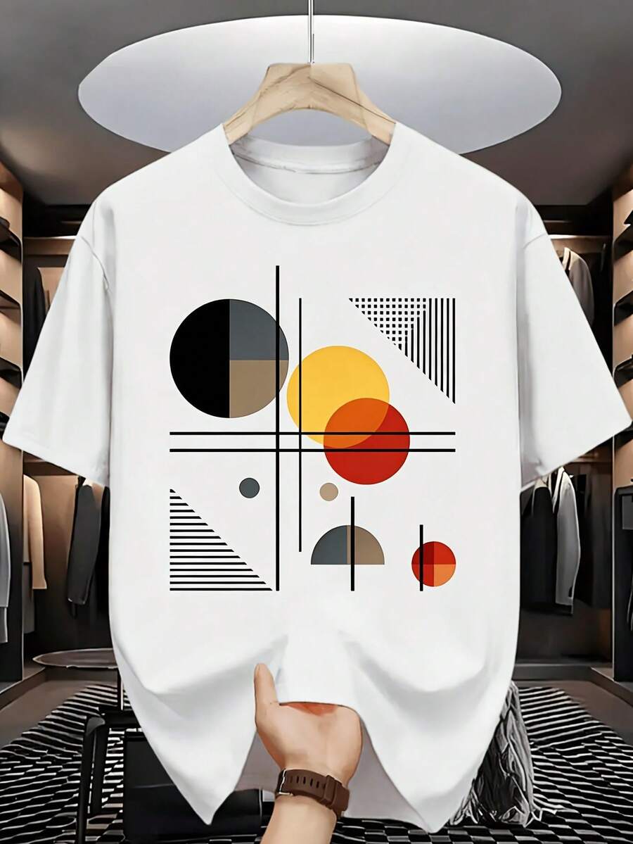 Essential Men's Short-Sleeved T-Shirt, Round Neck Design, Lightweight Solid Color Casual T-Shirt, Comfortable And Breathable For Everyday Summer Wear. - White - View 1