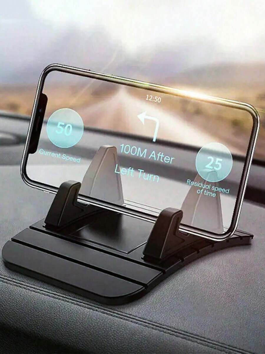 通用防滑矽膠汽車儀表板手機支架 - 防滑手機架,適用於 iPhone 和智慧型手機,可用於汽車與居家 - 黑色 - 查看 1