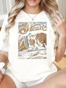 Camiseta de Mujer con Cuello Redondo y Mangas Cortas, Estampado Divertido de Banda de Rock Vintage, Camiseta Gráfica de Mujer con Diseño de Coche Clásico y Hermanas Gemelas, Estilo Retro, Top de Moda, Adecuada para el Día de San Valentín, Fiestas de Navidad, Actividades Deportivas, Fiestas de Vacaciones, Salidas, Deportes y Otros Regalos Festivos. Camiseta de Algodón. - Blanco - Ver 5