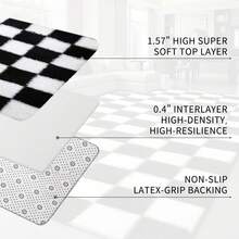 Sour Lemon Rugs Living Room 200x300cm, Grey Area Rugs For Bedroom, Washable Anti Slip Extra Large Shaggy Soft Rug Fluffy Modern Floor Carpets Mat Beside Carpet, Long Runner Rug For Hallway - Black & White Checkered - View 7