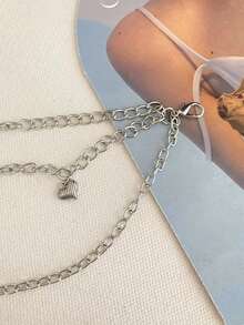1 pieza Cadena corporal con dije de corazón, excelente para fiestas, salidas nocturnas y uso casual diario - Multicolor - Ver 4