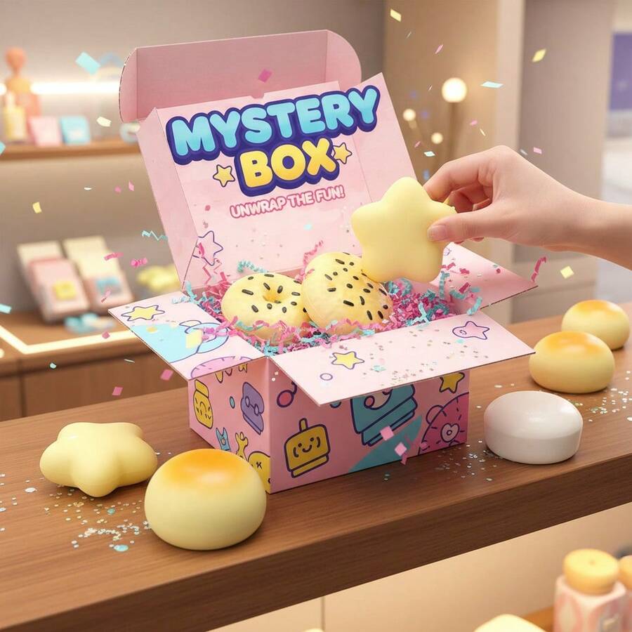 Mystery Blind Box Squishy Surprise Box 3 Draws Soy Milk Bun Star Cookie ...