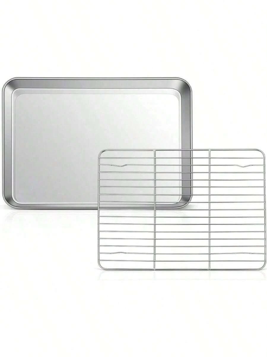 1Pc Baking Pan Grill Pan, Grill Pan, Kitchen Baking Pan, Home Baking Pan, Outdoor Grill Pan, Picnic Grill Pan, Restaurant Grill Pan, Barbecue Pan, Non-Stick Baking Pan, Easy Clean Baking Pan, Multi-Purpose Baking Pan, Kitchen Cookware, Indoor Outdoor Baking Pan, Commercial Baking Pan,Multi-Purpose Kitchen Cookware For Home Kitchen Outdoor Picnic Barbecue Restaurant Use - Silver - View 1