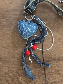Niche Heart Sequin Beaded Phone Lanyard, Suitable For Car Key Pendant, Bag Charm - Blue - View 2