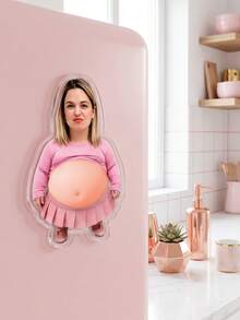 1 pieza Imán de nevera personalizado divertido y lindo con diseño de barriga, imán de foto acrílico irregular personalizado, diseño creativo, decoración de cocina, regalo de anuncio de embarazo, regalo de pareja humorístico, múltiples estilos de barriga recuerdo familiar, tiras de fotos magnéticas - Multicolor - Ver 19