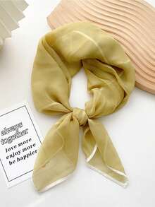 1pc New Women's Solid Color Chiffon Bandana & Square Scarf, Casual Breathable Neck Scarf With Hemmed Edge Design, Multi-Functional Hair Accessory, Headband, Hair Tie, Head Wrap, Clothing Accessory, Hair Hoop, Suitable For Abaya, Soft And Lightweight, For Spring, Summer, Autumn, Winter, Daily Wear And Travel - Multicolor - View 24