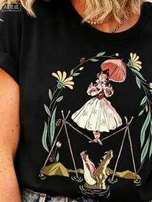 Flower Tightrope Walker Swea Tightrope Girl The Haunted Mansion Shirt Foolish Mortal Land Halloween Family Matching Outfi. Ll Seasons, Fashionable Top - 黑5 - 查看 1