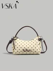 Polka Dot Cute Bow Handbag - Whether For Daily Commute Or Weekend Outings, This Bag Can Easily Elevate Your Style. Versatile Handle Design Allows For Hand-Held, Shoulder, Or Crossbody Carry. Easily Fits Daily Essentials Like Phone, Keys, Lipstick, And Powder. - Multicolor - View 1