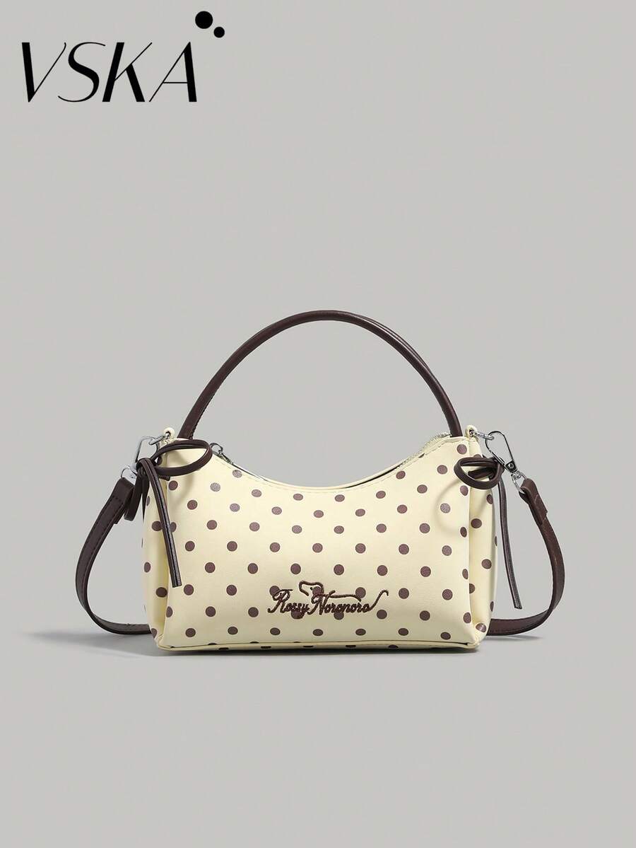 Polka Dot Cute Bow Handbag - Whether For Daily Commute Or Weekend Outings, This Bag Can Easily Elevate Your Style. Versatile Handle Design Allows For Hand-Held, Shoulder, Or Crossbody Carry. Easily Fits Daily Essentials Like Phone, Keys, Lipstick, And Powder. - Multicolor - View 1