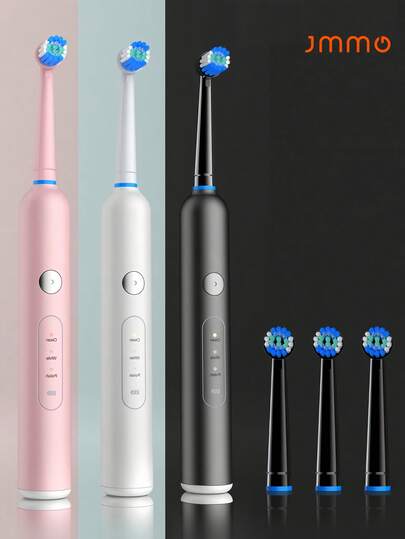 JMMO 电动牙刷 – 6 种清洁模式、IPX7 防水和 USB 充电 | 智能计时器、300mAH 电池、柔软刷毛和多种颜色选择，可美白牙齿、健康牙龈和提供卓越的口腔护理，电池寿命长达 30 天，并配有可更换刷头