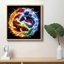 1件装 - DIY 5D钻石画套装“神秘鲤鱼玩太极，火焰与水流交织成神秘光芒”钻石画工具套装，适合成人和初学者，无框全圆钻石艺术刺绣，十字绣画，墙面装饰，家居装饰钻石艺术工艺品，独特的节日礼物。 - 圓鑽 - 查看 6