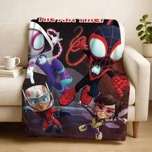1pcs S Pidey And His Amazing Friends Fleece Blanket Versatile Multi-Purpose Soft Cozy Spider-Man Throw Blanket For Sofa Bed Living Room Couch Travel Camping Office Nap Car Decorative Warm Cartoon Plush Blanket Marvel Fans Gift - 彩色 - 查看 3