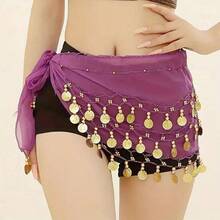 1 chiếc khăn quấn hông cho vũ công múa bụng, khăn quấn hông kiểu Ai Cập cho trang phục múa bụng, khăn voan múa bụng cho nữ, phù hợp cho yoga, zumba, múa bụng, váy ngắn đính sequin tua rua cho nữ - váy tua rua hologram. - Nhiều màu - Xem 22