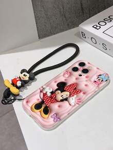 This Disney Mickey Mouse Lanyard Phone Case Is Fully Covered In TPU Material. It's Shockproof, Lightweight, And Compatible With IPhone17/16/11/13/15/15 Plus/15 Pro/15 Pro Max/12/14 Pro Max/11 Pro Max/12 Pro/12 Pro Max/13. This Phone Case Makes A Popular Birthday Gift Or Business Gift; It's Durable, Stain- And Fingerprint Resistant, And Suitable For Both Men And Women. The Set Also Includes A Mickey Mouse Phone Case And A Mickey Mouse Plush Bracelet. It's A Perfect Gift For Friends And Family. This Stylish Phone Case Is Fun, Lightweight, And Durable. IPhone17 Pro Max Phone Case, Minnie Mouse Phone Case. - 白色 - 查看 6