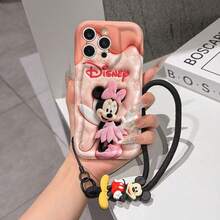 This Disney Mickey Mouse Lanyard Phone Case Is Fully Covered In TPU Material. It's Shockproof, Lightweight, And Compatible With IPhone17/16/11/13/15/15 Plus/15 Pro/15 Pro Max/12/14 Pro Max/11 Pro Max/12 Pro/12 Pro Max/13. This Phone Case Makes A Popular Birthday Gift Or Business Gift; It's Durable, Stain- And Fingerprint Resistant, And Suitable For Both Men And Women. The Set Also Includes A Mickey Mouse Phone Case And A Mickey Mouse Plush Bracelet. It's A Perfect Gift For Friends And Family. This Stylish Phone Case Is Fun, Lightweight, And Durable. IPhone17 Pro Max Phone Case, Minnie Mouse Phone Case. - 白色 - 查看 1
