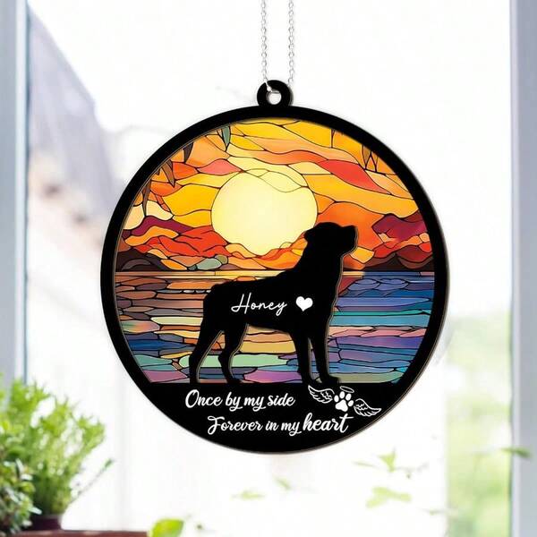 6 Rottweiler Pet Memorial Gifts Loss Of Dog, Rottie Suncatcher Ornaments, Rotts Dog Themed Memorial Gifts, Loss Of Pet Sympathy Remembrance In Forever In My Heart Dogs (No Pen)