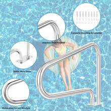 Pool Handrail, 2PCS Stainless Steel Swimming Pool Railings For Inground Pools W/Base Pe, Easy Mount Safety Hand Rail(2 Packs-46''x31'' (LxH)) - 1 Pack-50''x30'' (LxH) - View 11