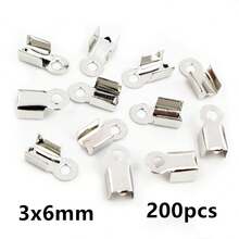 200pcs Cove Clasps Cord End Caps String Ribbon Leather Clip Tip Fold Crimp Bead Connectors For DIY Jewelry Making Supplies - Crod End - View 16