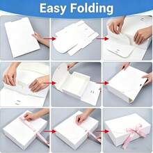 1/8/16Pcs White Foldable Paper Gift Boxes 10.6*7.8*3.1Inch With Pink Satin Bow Ribbon, Bridesmaid Proposal Packaging Box For Wedding Bridal Shower Baby Shower Party Favors - View 8