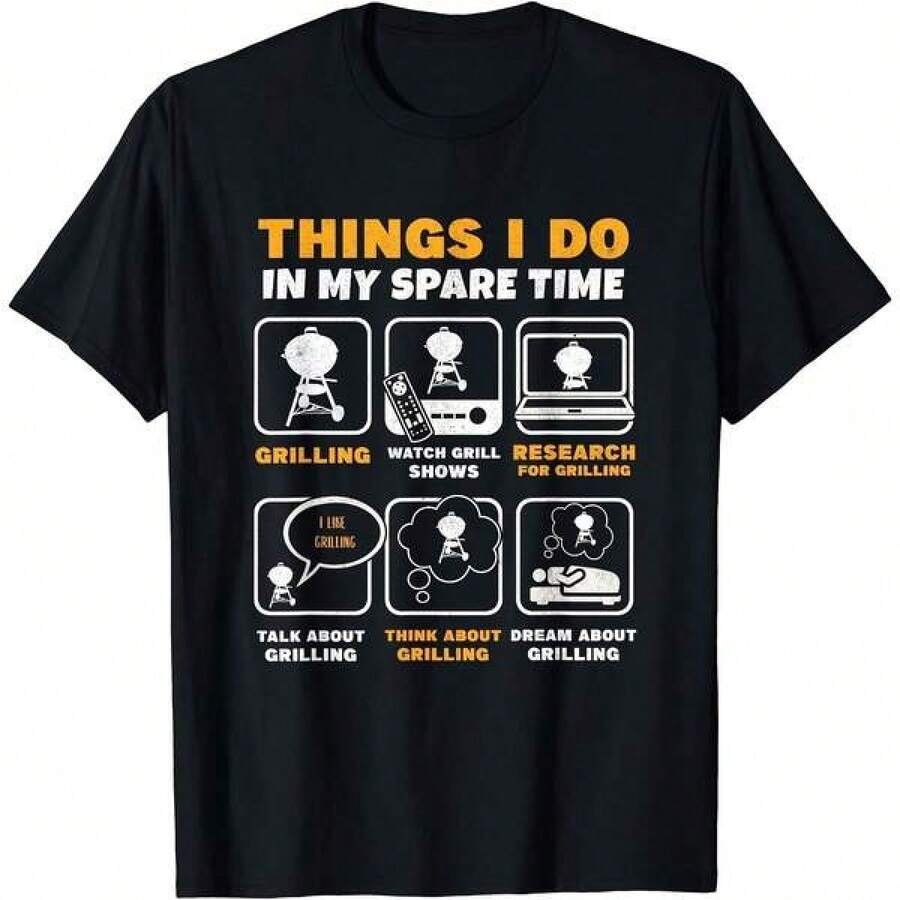 Camiseta unisex de manga corta, BarbacoaAsar a la parrillaFiestaGsYoHazloEnMiRepuestoTiempoBarbacoaRegaloUniCamisetaAdecuadoParaTodo el añoDesgaste,220 gramosPuroAlgodónDe una sola caraImpresoTripulaciónCuelloManga cortaCamisetaMujeresDiversiónImpresoTopplayerashombre, , , Dazymujer,romwehombres, bohochic,maestrasregalos,camisetaparaconjuntos de mujercon curvasparamu,y2k, - Negro - Ver 1