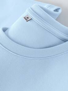 Camiseta de manga corta de talla grande para mujer , nueva ropa de verano popular para mujer de talla grande, corte holgado, 100% algodón puro, suave - fácil de usar, lavar y cuidar. - Azul brumoso - Ver 3