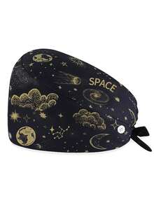Gorro quirúrgico esponjoso, gorro de trabajo, gorro de enfermera con botón y banda para la sudoración, cordón ajustable, unisex, regalo del Día de San Valentín - multicolor - Ver 25