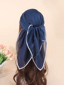 1pc New Women's Solid Color Chiffon Bandana & Square Scarf, Casual Breathable Neck Scarf With Hemmed Edge Design, Multi-Functional Hair Accessory, Headband, Hair Tie, Head Wrap, Clothing Accessory, Hair Hoop, Suitable For Abaya, Soft And Lightweight, For Spring, Summer, Autumn, Winter, Daily Wear And Travel - Multicolor - View 5