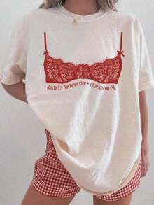 1 Lingerie T-Shirt For Bachelorette Party, Bridal Team Outfit, Girls' Night T-Shirt, Bridal Team Gifts. - 白色 - 查看 1