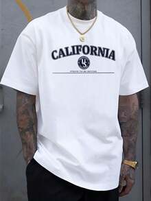 Nueva camisa casual de manga corta para hombre, elegante y única, con estampado de letras de California, fresca y a la moda para el verano, versátil y cómoda. - Blanco - Ver 8