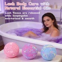 120g Plus Size Bath Bomb, Handmade Bubble Bath Ball Infused With Essential Oils, Ideal For Bubble Bath And Spa, Essential For Self-Care, Great Gift For Parents, Best Friends, Travel Essentials, Bathing Accessories - Four Fragrances - View 6
