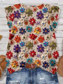 Camisa de mujer con estampado de rayas en estilo náutico, minimalista, universitario y de dinero antiguo, casual y adecuada para el verano y principios del otoño.Camisa de mujer con estampado de rayas en contraste rojo, azul y blanco en estilo náut - Multicolor 3 - Ver 2