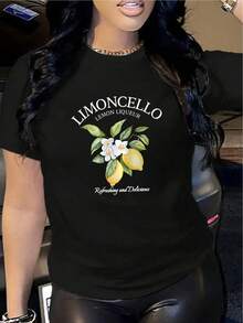 2026Camiseta de manga corta para mujer con cuello redondo y estampado de limón2026 - Negro - Ver 10