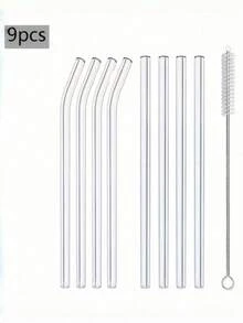 1/5/9pcs Glass Straw Set, Heat-Resistant And Durable, Includes Two Types Of Bent And Straight Straws, Suitable For Drinking Various Beverages And Cocktails - View 14