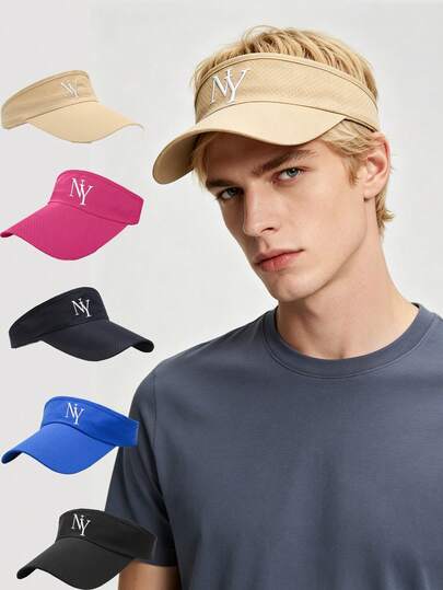 1 PC Personalized "Unisex "NY" Men And Women Summer Breathable Air Sun Hats Men Women Adjustable Visor UV Protection Top Empty Solid Sports Tennis Running Sunscreen Cap Hat