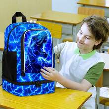 Mochila infantil 2 en 1 para niños, mochila escolar de 17" con compartimento inferior incorporado para el almuerzo, mochila resistente al agua para preescolar y primaria - Camión azul dinámico de doble tracción - Mochila para mujer de 16 pulgadas - Ver 9