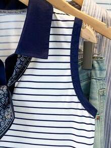 Blusa sin mangas con estampado de denim, blusa casual minimalista para mujer - Multicolor - Ver 5