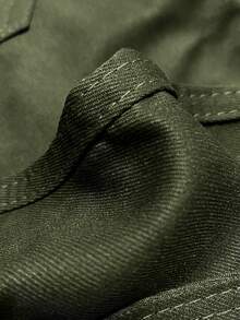 Pantalones Cargo Rectos Firmes, Multibolsillos, Para Uso Prolongado - Verde militar - Ver 3