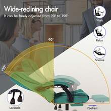 ALFORDSON Ergonomic Office Chair With Massage Function, Footrest And 150° Tilt, Velvet Executive Chair With SGS Gas Spring, Swivel Gaming Chair For Computer, Suede, Black - Green - View 4