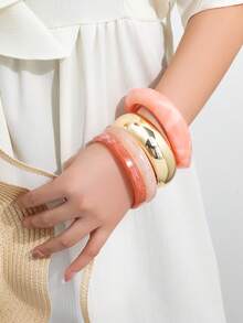 Bộ 4 vòng tay kim loại nhuộm màu tối giản thời trang nữ, thích hợp cho kỳ nghỉ hè. - nhiều màu - Xem 8