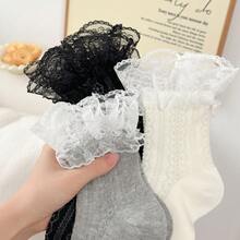 1/3 Pairs Spring/Summer Lace Trim Crew Socks, Sweet Girl Academy Style, Versatile Lolita Ruffle Socks - Multicolor - View 8